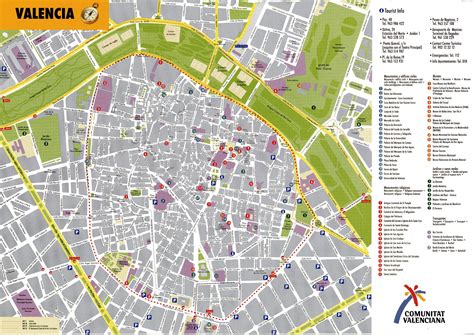 Large detailed tourist map of Valencia downtown | Vidiani.com | Maps of ...