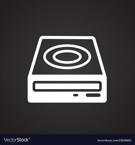 Data storage device icon on black background Vector Image