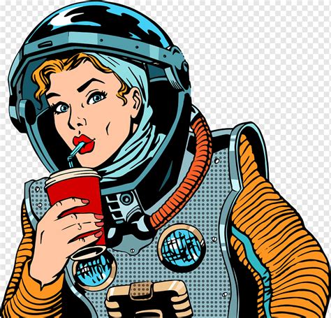 Mujer astronauta, bebida pop art, astronautas, dibujos animados, personaje de ficción, mujer png ...