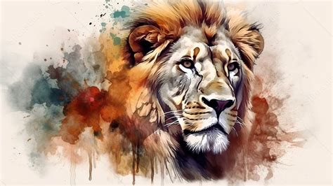 Best Lion Watercolor Powerpoint Background For Presentation ...