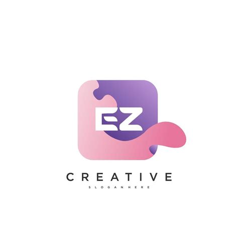 EZ Initial Letter logo icon design template elements with wave colorful ...