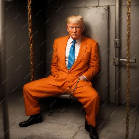 Premium AI Image | Donald Trump in jail wearing an orange suit