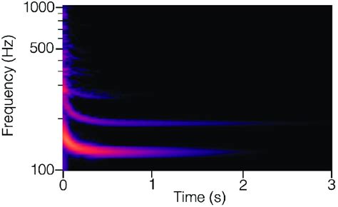 (Color online) The spectrogram of a 9 Â 10 in. Yamaha Beech Custom ...