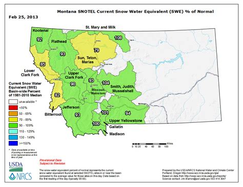 MONTANA SNOTEL Snow Water Equivalent Update Feb 2013 | A Montana Fly ...