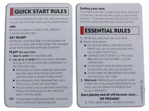 Monopoly Deal Quick Start Rules Cards | Harry potter monopoly, Harry ...