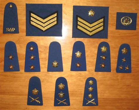 South African Police Services - Complete set of SOUTH AFRICAN POLICE FORCE rank insignia - pre ...