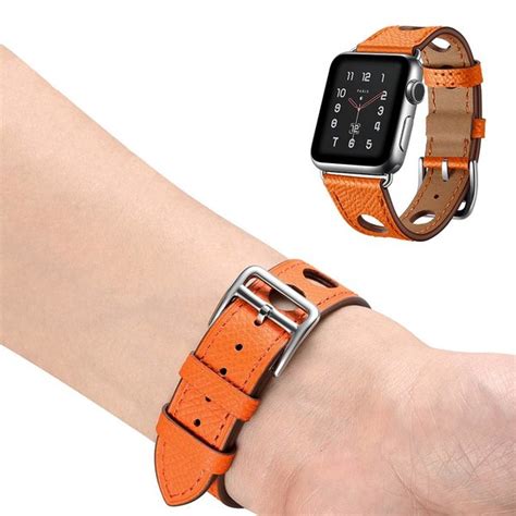 Apple watch leather hermes band - orange - 123watches B.V.