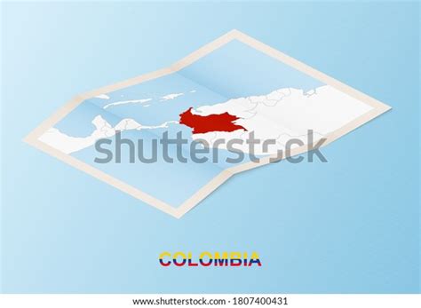 Folded Paper Map Colombia Neighboring Countries Stock Vector (Royalty ...