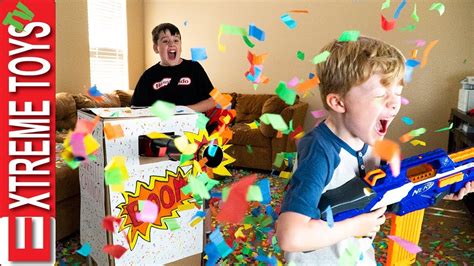 Sneak Attack Squad Birthday Confetti Blaster Nerf Battle! - YouTube