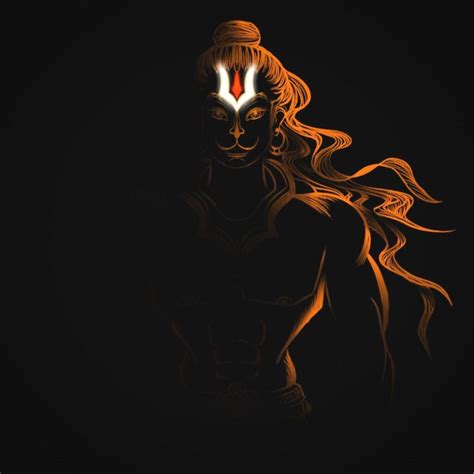 Download Orange And Black Hanuman Art Wallpaper | Wallpapers.com