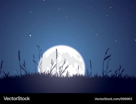 Grassy moonrise Royalty Free Vector Image - VectorStock