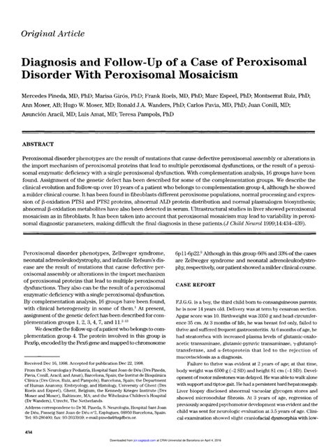 (PDF) Diagnosis and follow-up of a case of peroxisomal disorders with ...