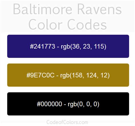 Baltimore Ravens Colors - Hex and RGB Color Codes