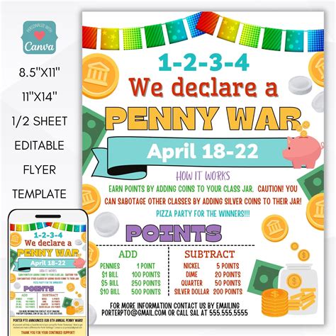 Penny Wars Fundraiser Event Flyers | Fundraiser flyer, Easy fundraisers, Fundraising events