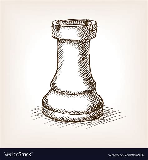 Rook chess piece hand drawn sketch style Vector Image