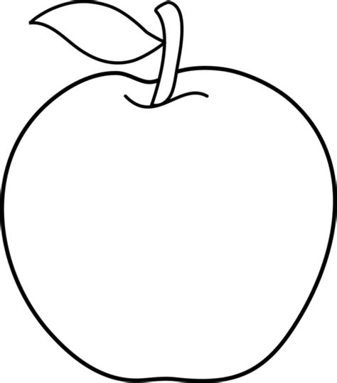 Colorable Apple Line Art - Free Clip Art