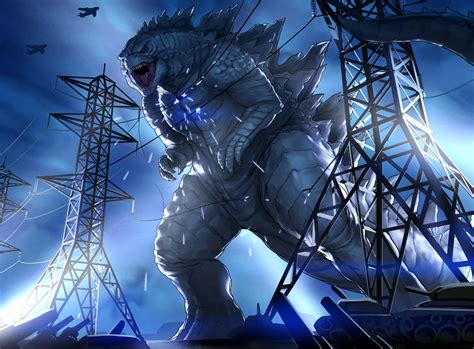 Download Godzilla 1998 roaring at the city skyline Wallpaper | Wallpapers.com