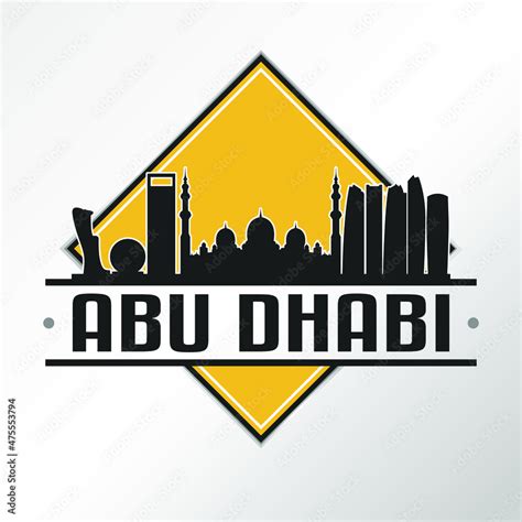 Abu Dhabi - United Arab Emirates Skyline Logo. Adventure Landscape ...