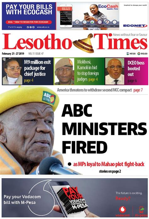 Lesotho Times on Twitter: "Your #LesothoTimes frontpage. Grab your copy ...