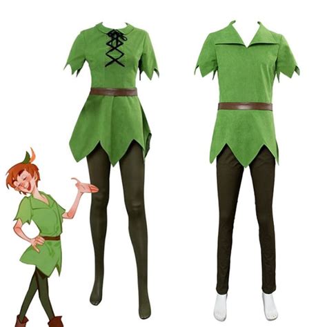 Movie Peter Pan Cosplay Costume Hat Green Elf Uniform Adult Children ...