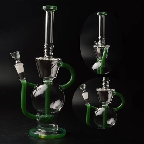 2020 12inch Milk Green Straight Type Oil Rigs Recycler Glass Bongs Newest Dab Rig Bong Glass ...