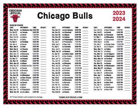 Bulls Schedule 2024 - Evey Oneida