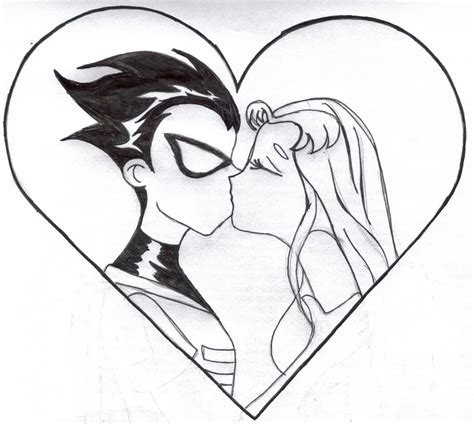 Robin and Starfire Kiss 2 by Icebunny33 on DeviantArt