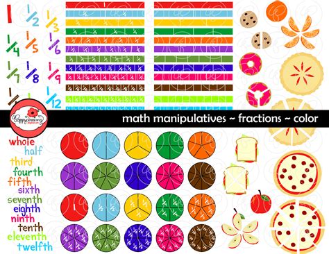 Math Manipulatives Fractions Clipart Set 300 Dpi School Teacher Clip ...