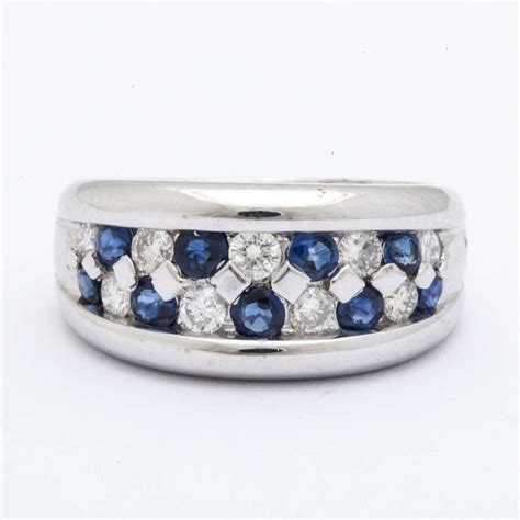 Sapphire Diamond Gold Band Ring For Sale at 1stDibs