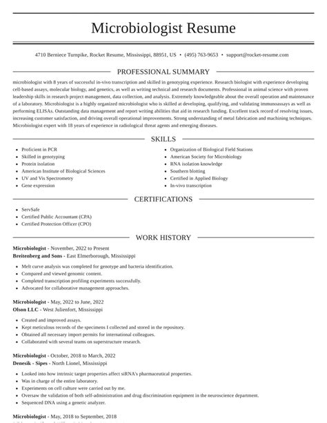 Microbiologist Resumes | Rocket Resume