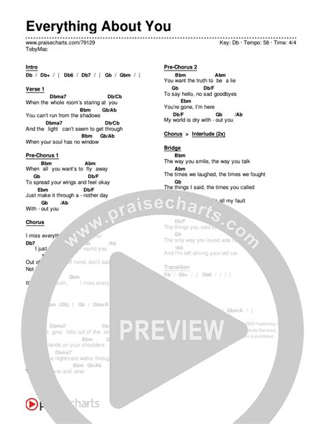 Everything About You Chords PDF (TobyMac) - PraiseCharts