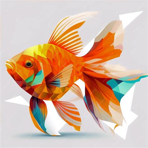 Premium Vector | A fish with orange and blue colors and a white background.