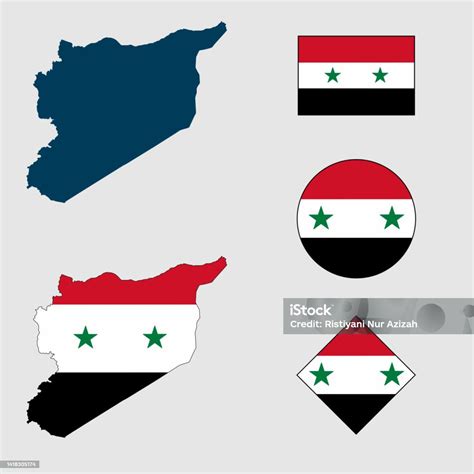 Vector Of Syria Country Map Outline Silhouette With Flag Set Isolated ...