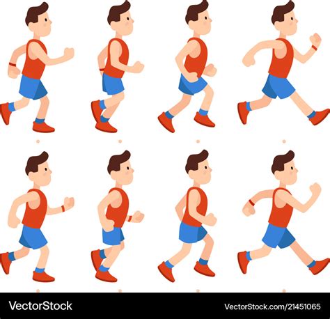 Flat running man athletic boy run animation Vector Image