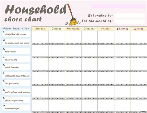 Free Printable Chore Chart - Chore Chart For Adults Printable Free - Free Printable