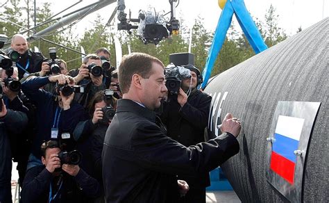 Dmitry Medvedev took part in a ceremony marking the start of construction of the Nord Stream gas ...