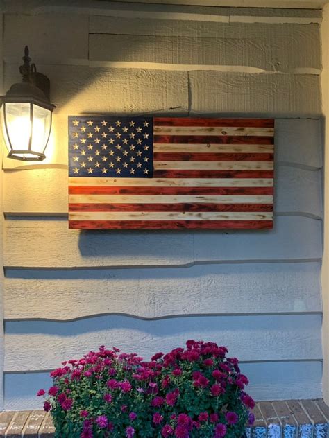 Rustic American Flag Wall Decor Rustic Wooden Color Charred | Etsy