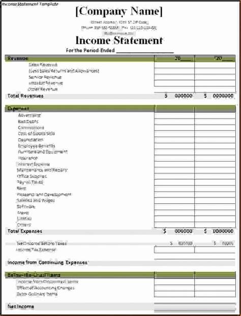 Personal Income Statement Template Awesome Personal In E Statement ...