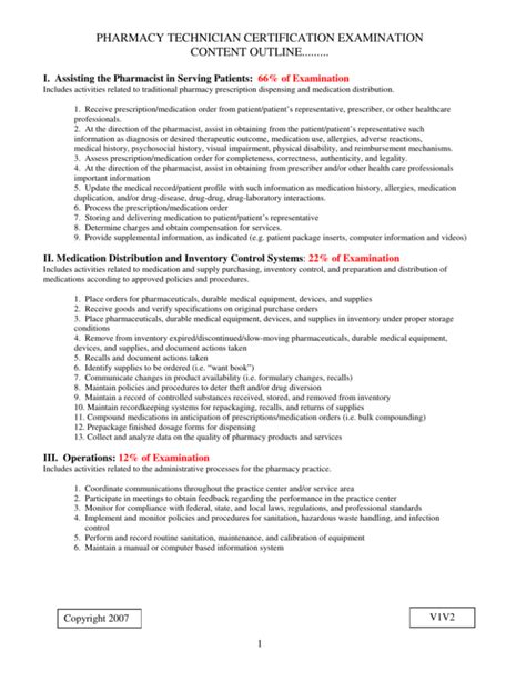 pharmacy technician certification examination content outline......