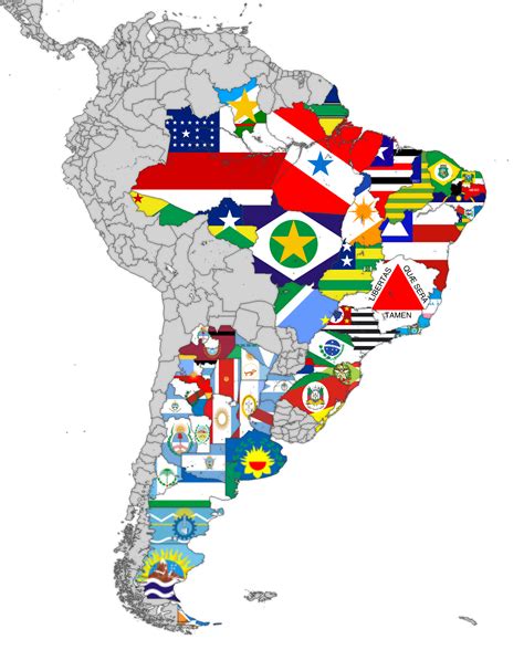 Flag map of all the states/provinces/departaments/regions of South ...