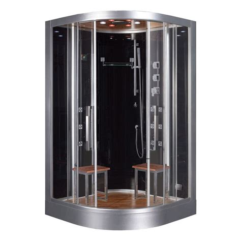 Ariel 47.2 in. x 47.2 in. x 89 in. Steam Shower Enclosure Kit in Black ...