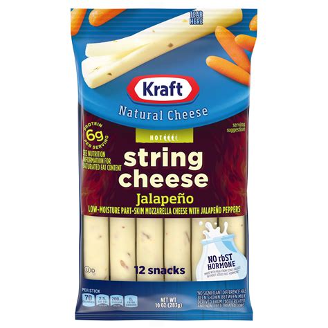 Kraft String Cheese Mozzarella Cheese Snacks with Jalapeno Peppers, 12 ...