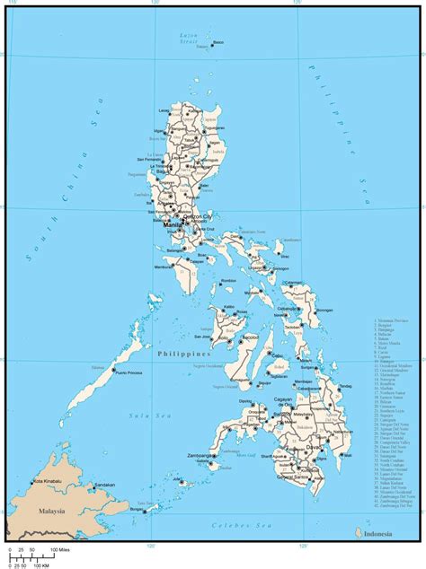 Philippines Map with Province Areas in Adobe Illustrator Format