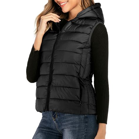 Women Plus Size Lightweight Water-Resistant Packable Down Vest Gilet Quilted Puffer Zip Puffer ...