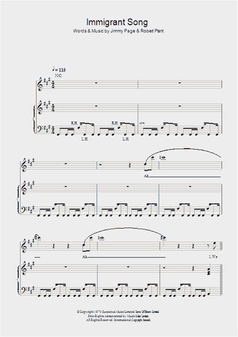 Immigrant Song Piano Sheet Music | OnlinePianist