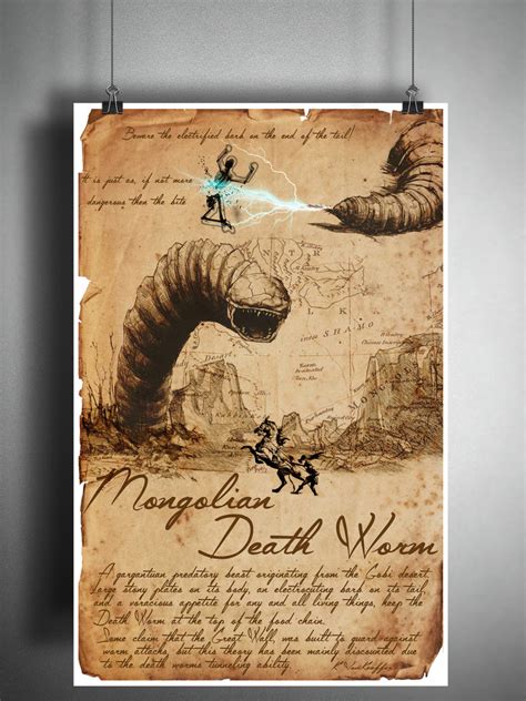 Mongolian Death Worm, cryptid folklore art, bestiary journal art, mons – Loft 817