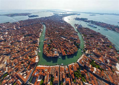 Aerial view of the city of Venice, Italy stock photo