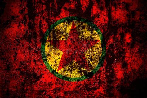 Kurdistan Workers Party Flag on Grunge Metal Background Texture with ...