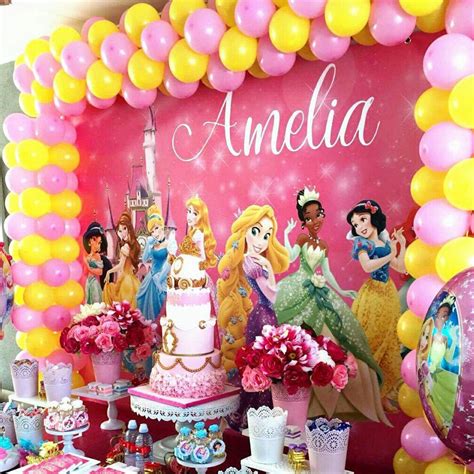 Such a beautiful Princess birthday using our personalized backdrop ...