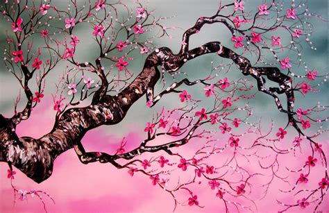 Japanese Cherry Blossom Huge 24x36 ORIGINAL by EmilyNewmanArt